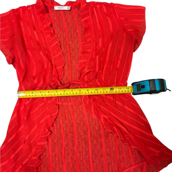 Ricki's Vibrant Red Sheer‎ Blouse - Picture 8 of 9
